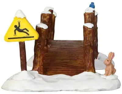 Lemax split rail footbridge kerstdorp tafereel Vail Village 2016 - afbeelding 3