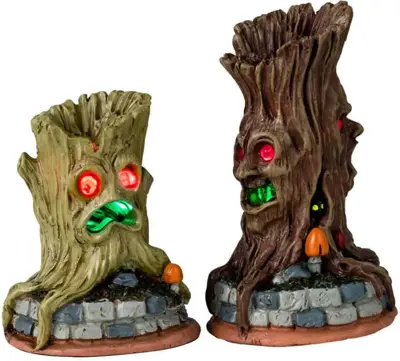 Lemax spooky tree trunks s/2 verlichte accessoire Spooky Town 2024 - afbeelding 1