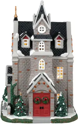 Lemax st. luke's church verlichte kerk Caddington Village 2023 - afbeelding 3