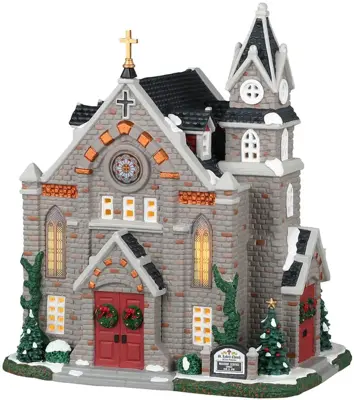 Lemax st. luke's church verlichte kerk Caddington Village 2023 - afbeelding 1