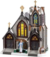 Lemax st. matthew's church verlichte kerk Caddington Village 2019 - afbeelding 1