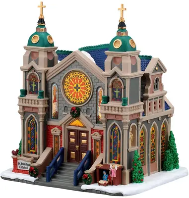 Lemax st.stanislaus cathedral verlichte kerk Caddington Village 2026 - afbeelding 1