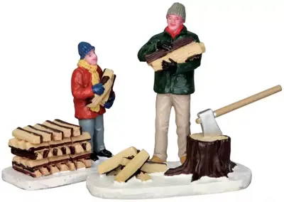 Lemax stacking firewood s/2 kerstdorp figuur type 4 Vail Village 2015 - afbeelding 1