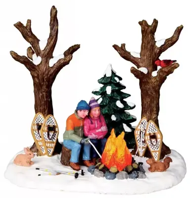 Lemax staying warm verlicht kerstdorp tafereel Vail Village 2010 - afbeelding 1