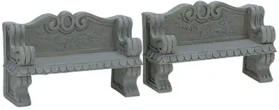 Lemax stone bench s/2 kerstdorp accessoire 2007 - afbeelding 1