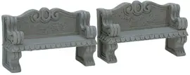 Lemax stone bench s/2 kerstdorp accessoire 2007 - afbeelding 1