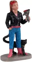 Lemax tattoo katarina & cat halloween figuur Spooky Town 2022 - afbeelding 1