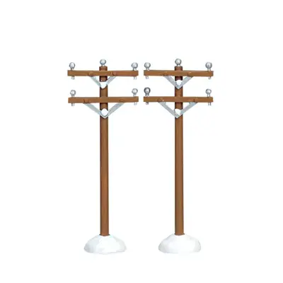 Lemax telephone poles s/2 kerstdorp accessoire 2006 - afbeelding 1