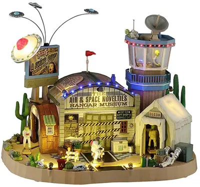 Lemax the air & space novelties hangar museum bewegend huisje Spooky Town 2025 - afbeelding 1