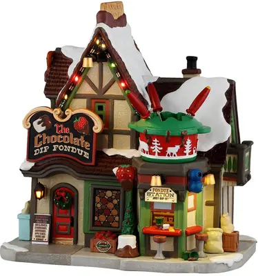 Lemax the chocolate dip fondue verlicht kersthuisje Vail Village 2026 - afbeelding 1
