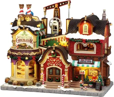 Lemax the holly jolly chocolatier & mrs. claus coffee shop bewegend kersthuisje Santa's Wonderland 2026 - afbeelding 1