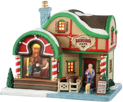 Lemax the reindeer café verlicht kersthuisje Vail Village 2025 - afbeelding 2