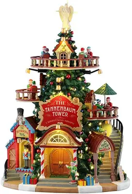 Lemax the tannenbaum tower christmas shops verlicht kersthuisje Santa's Wonderland 2025 - afbeelding 1
