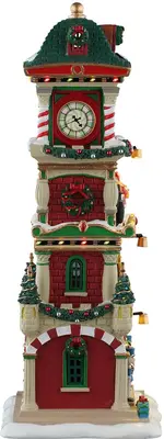Lemax the village square clock tower verlicht kersthuisje Santa's Wonderland 2025 - afbeelding 3