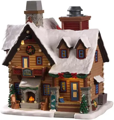 Lemax thicket falls cabin kersthuisje Vail Village met rokende schoorsteen 2021 - afbeelding 1