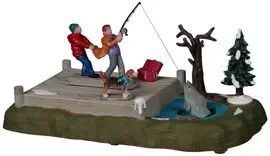 Lemax too big a catch bewegend kerstdorp tafereel Vail Village 2022 - afbeelding 1