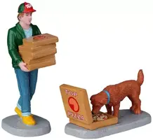 Lemax top pizza delivery s/2 kerstdorp figuur type 3 Harvest Crossing 2022 - afbeelding 1