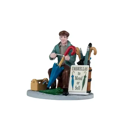Lemax umbrella vendor kerstdorp figuur type 2 Caddington Village 2024 - afbeelding 1