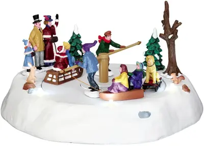 Lemax victorian ice merry go round bewegend kerstdorp tafereel Caddington Village 2014 - afbeelding 1