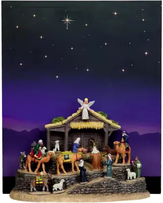 Lemax village bethlehem with background verlicht kerstdorp tafereel 2016 - afbeelding 1