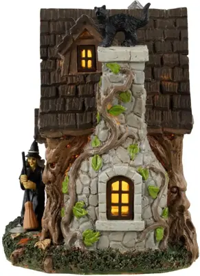 Lemax wanda's cottage verlicht tafereel Spooky Town 2023 - afbeelding 3