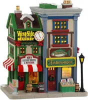Lemax west side market shops verlicht kersthuisje Caddington Village 2024 - afbeelding 1