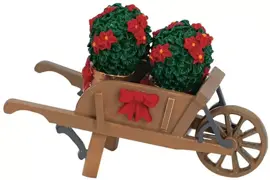 Lemax wheelbarrow with poinsettias kerstdorp accessoire 2006 - afbeelding 1