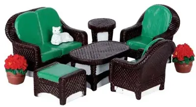 Lemax wicker lawn set, s/8 kerstdorp tafereel 2016 - afbeelding 1