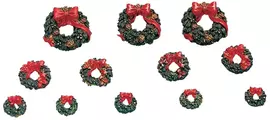 Lemax wreaths with red bow s/12 kerstdorp accessoire 2003 - afbeelding 1