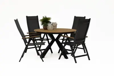 Lesli Living diningset arezzo 120 verstelbaar antraciet