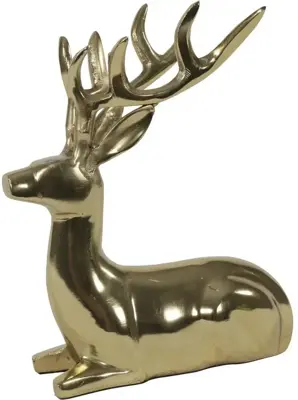 Lesli Living kerstfiguur aluminium hert liggend 18x13x23cm goud