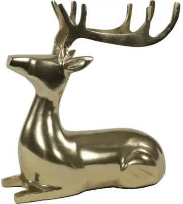 Lesli Living kerstfiguur aluminium hert liggend 25x10x25cm goud