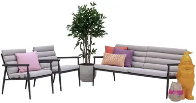 Lesli Living stoel-bank loungeset citrus antraciet - afbeelding 1