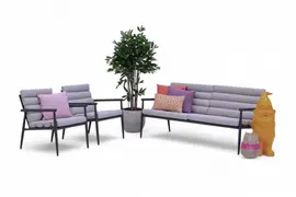 Lesli Living stoel-bank loungeset citrus antraciet - afbeelding 1