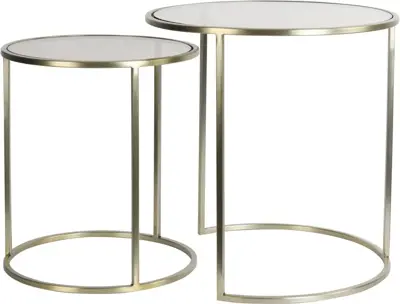 Light & Living bijzettafel set van 2 glas duarte goud - afbeelding 2