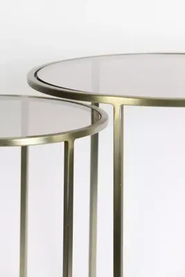 Light & Living bijzettafel set van 2 glas duarte goud - afbeelding 3