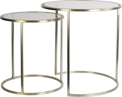 Light & Living bijzettafel set van 2 glas duarte goud - afbeelding 1