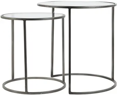 Light & Living bijzettafel set van 2 metaal duarte zilver - afbeelding 1