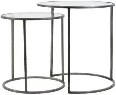 Light & Living bijzettafel set van 2 metaal duarte zilver - afbeelding 1