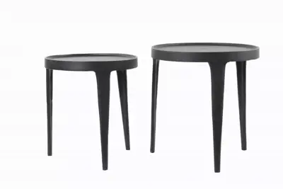 Light & Living bijzettafel set van 2 metaal tobias zwart - afbeelding 1