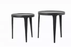 Light & Living bijzettafel set van 2 metaal tobias zwart - afbeelding 1