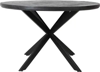 Light & Living eettafel ø140x76 cm yellov hout zwart - afbeelding 5