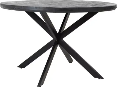 Light & Living eettafel ø140x76 cm yellov hout zwart - afbeelding 1