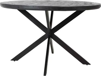 Light & Living eettafel ø140x76 cm yellov hout zwart - afbeelding 6