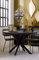 Light & Living eettafel ø140x76 cm yellov hout zwart - afbeelding 9