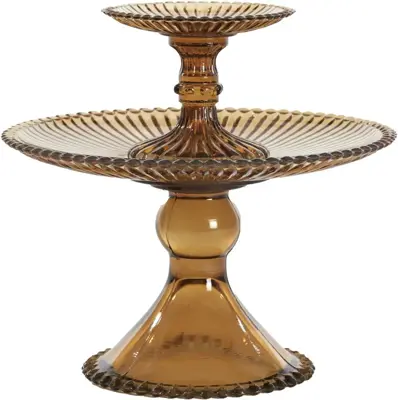 Light & Living etagere glas buronda 25x25x23cm bruin - afbeelding 1