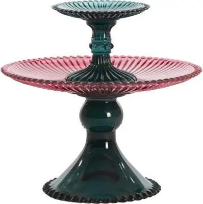 Light & Living etagere glas buronda 25x25x23cm groen - afbeelding 1