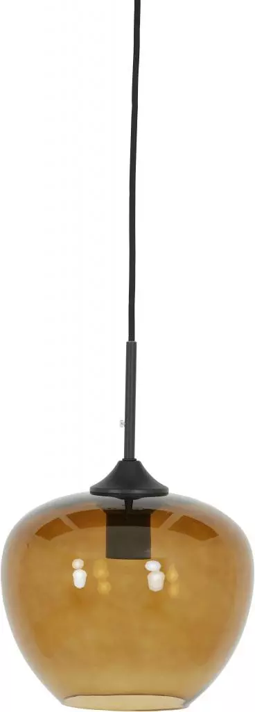 Light & Living Hanging lamp ø23x18 cm mayson black+glass brown - afbeelding 1