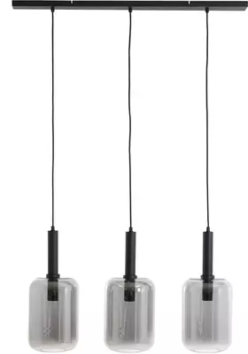 Light & Living hanglamp glas lekar drie-lichts smoke zwart 100x22x32cm zwart - afbeelding 1