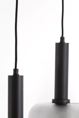 Light & Living hanglamp glas lekar smoke drie-lamps 100x22x32cm zwart, transparant - afbeelding 7